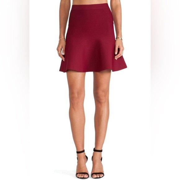 BCBG maxazria Ingrid A-Line skirt Cranberry Red Mini Skirt Textured Knit Size XS - Picture 1 of 11